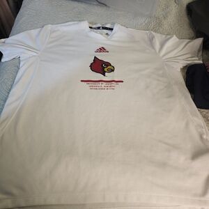 Adidas University of Louisville White Cardinal Logo Men's Shirt